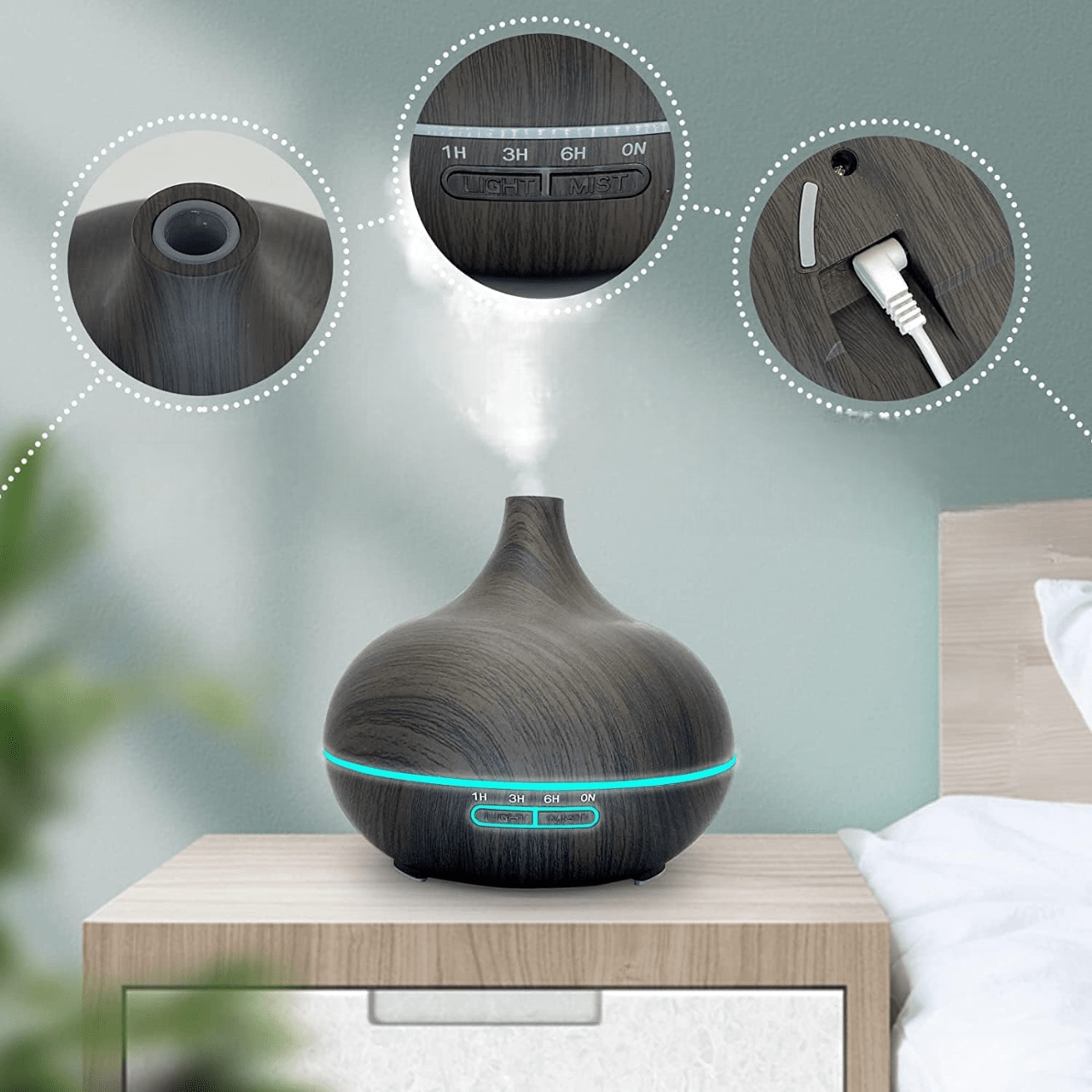 Diffuseur d'Huiles Essentielles - AromatherapyOilDiffuser™ - Bois Foncé - SenteurZen